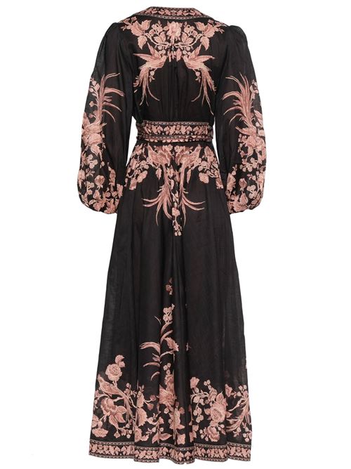 Abito midi a portafoglio Waverly ZIMMERMANN | 1710DSS243BLACK BIRD FLORAL